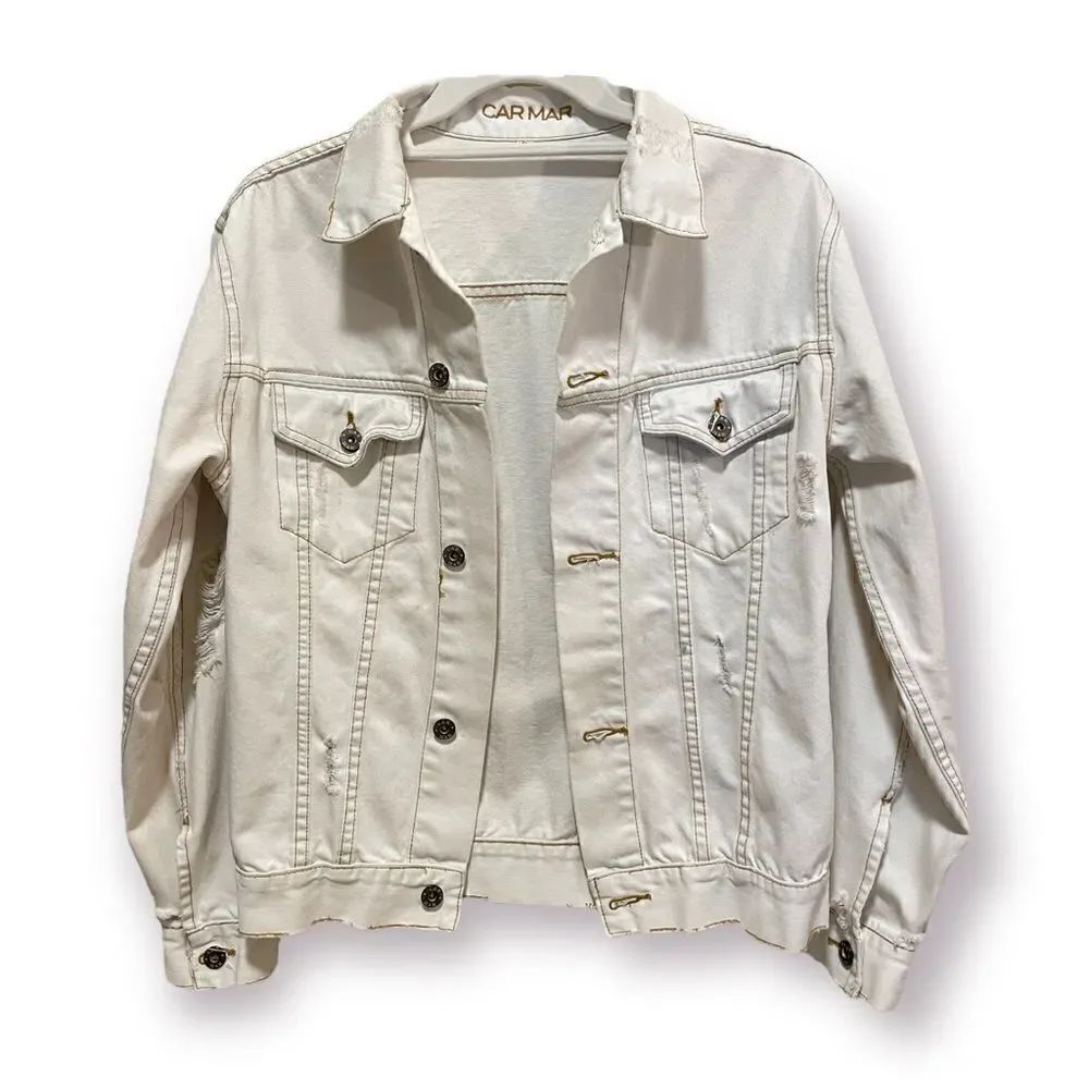 CARMAR Light Denim Distressed Jacket |Size: Small| - Picture 3 of 11
